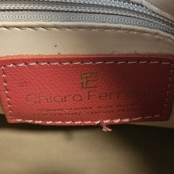 [Chiara-Ferretti] Italian Woven/ Coral Pink Soft Leather Satchel/Crossbody Bag - Picture 7 of 15